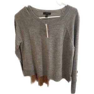 New J Crew Collection Crewneck Sweater with Layered Lame small Gray G9660 (read)